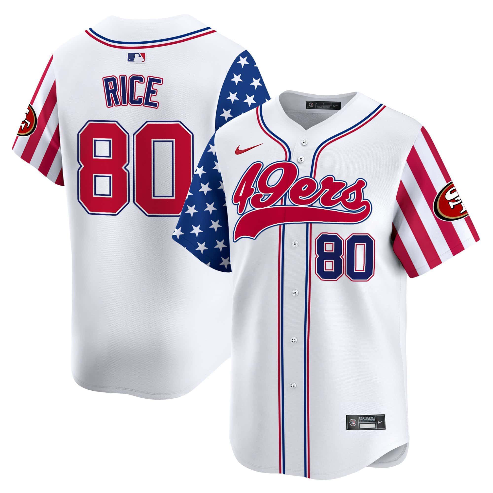 Men San Francisco 49ers 80 Rice White Nike 2024 Independence Day Vapor Premier Limited NFL Jersey